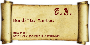 Beráts Martos névjegykártya